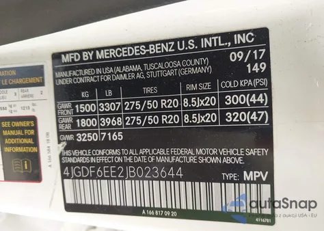 2018 Mercedes-Benz Gls 450 4Matic z USA, uszkodzony, nr VIN 4JGDF6EE2JB023644